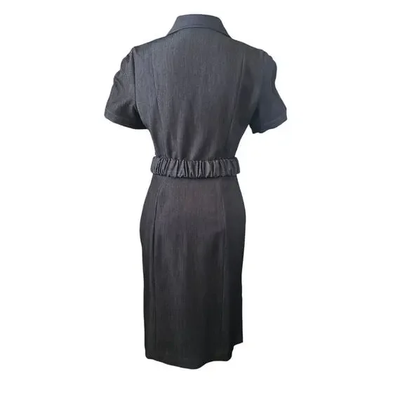 Calvin Klein Black Belted Shirt Dress Size 6 - Picture 3 of 7